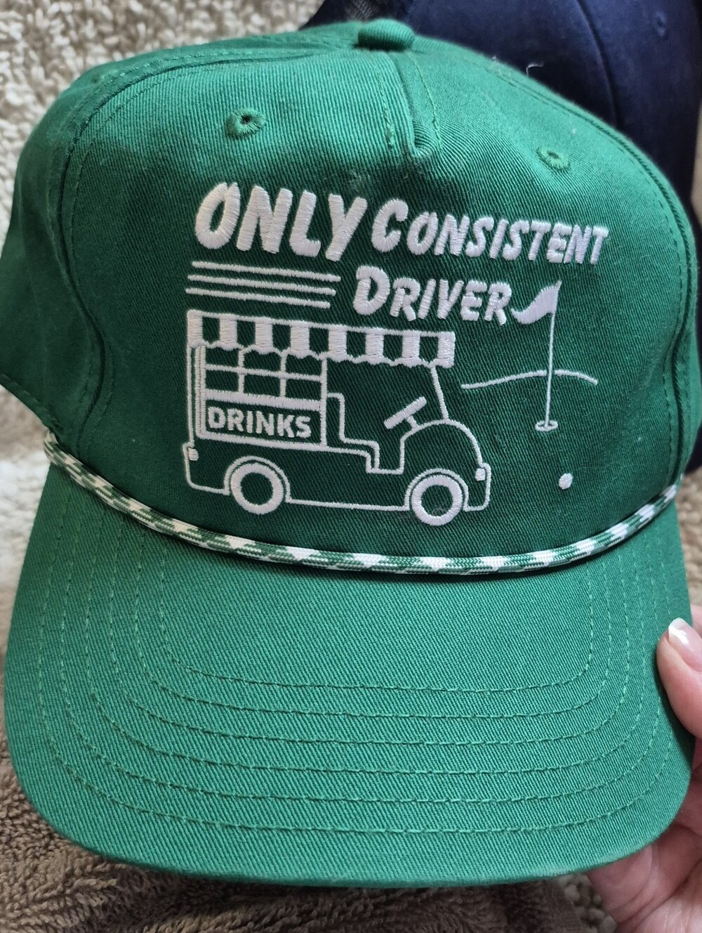 Mighty Fine Brand 'Only Consistent Driver' Green Golf Cap with White Embroidery